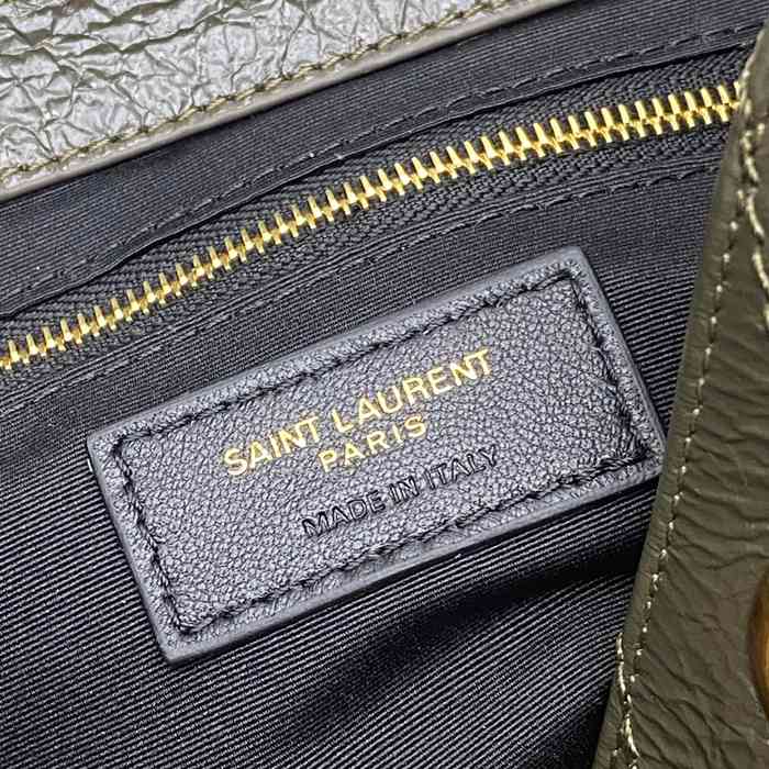 SAINT LAURENT 872680 カーフレザー ブラック、グリーン、ゴールド ハンドバッグ チェーン、ニキ 25x22x10cm サイズ:25x22x10cm