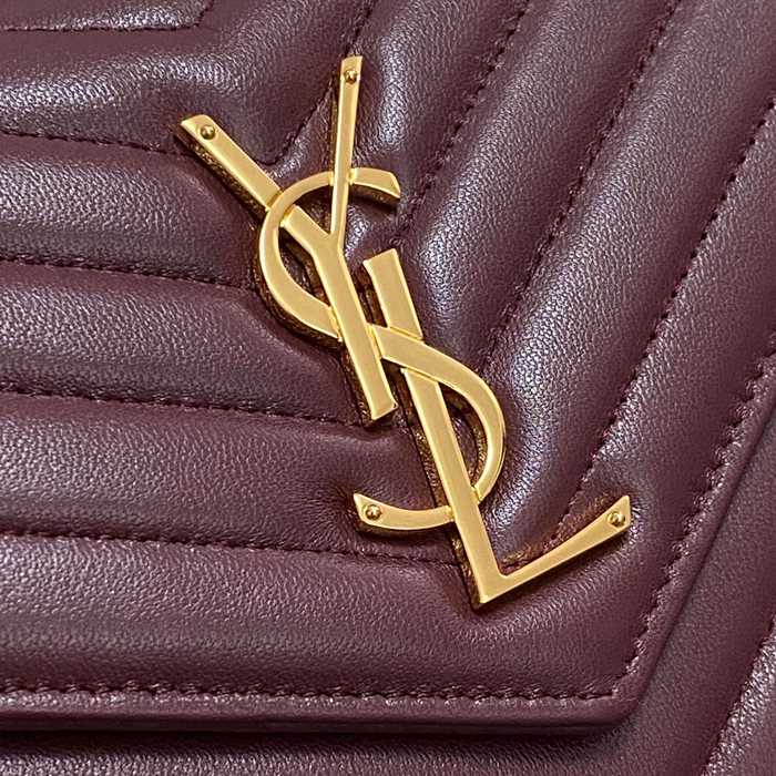 SAINT LAURENT 377828 ラムレザー レッド、ゴールド ハンドバッグ チェーン、クラシック 14x5cm サイズ:22.5x14x4cm