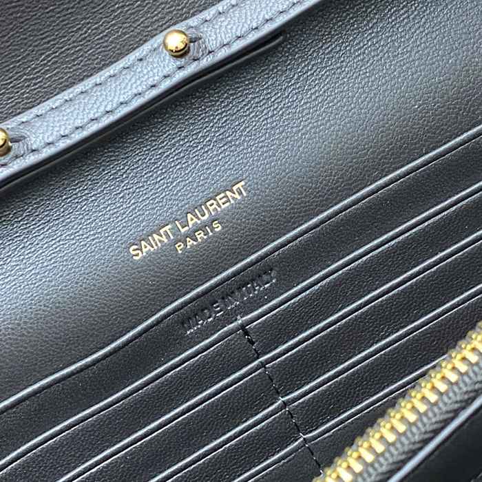 SAINT LAURENT 377828 ラムレザー グレー、ゴールド ハンドバッグ チェーン、クラシック 14x5cm サイズ:22.5x14x4cm