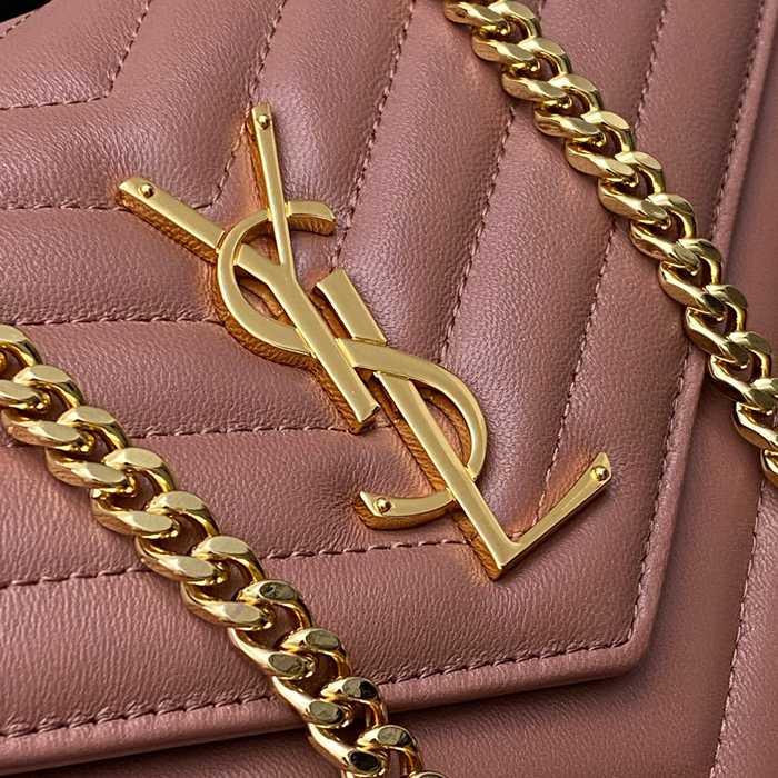 SAINT LAURENT 377828 ラムレザー ピンク、ゴールド ハンドバッグ チェーン、クラシック 14x5cm サイズ:22.5x14x4cm
