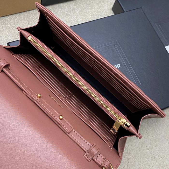 SAINT LAURENT 377828 ラムレザー ピンク、ゴールド ハンドバッグ チェーン、クラシック 14x5cm サイズ:22.5x14x4cm
