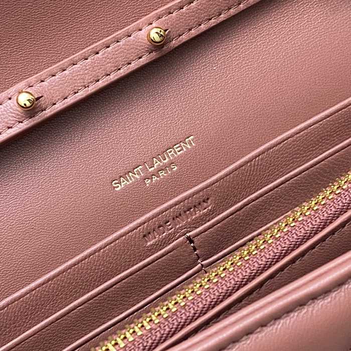 SAINT LAURENT 377828 ラムレザー ピンク、ゴールド ハンドバッグ チェーン、クラシック 14x5cm サイズ:22.5x14x4cm