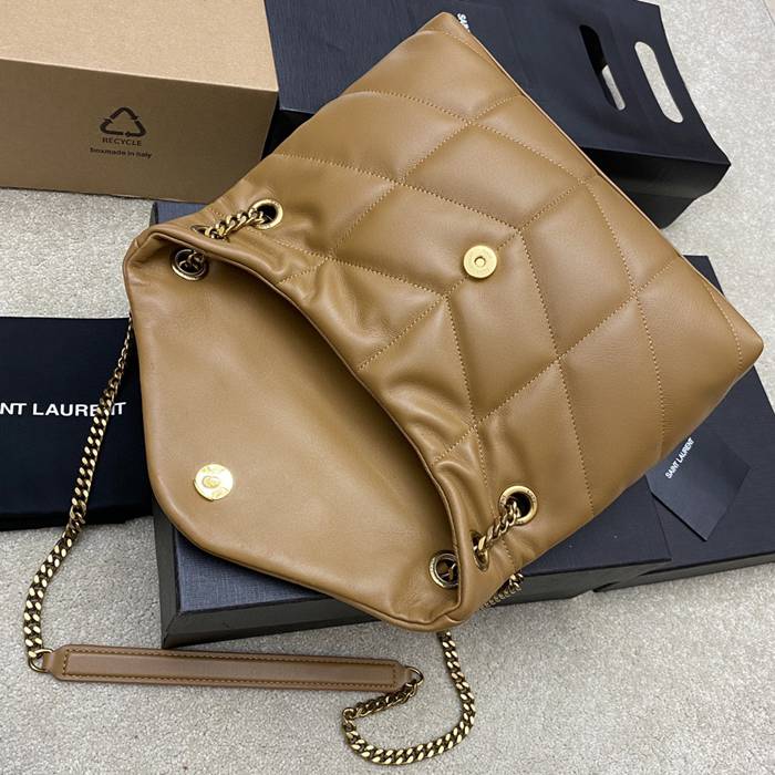 SAINT LAURENT 577476 ラムレザー、カーフレザー ゴールド、シルバー、キャラメル 斜め掛けバッグ チェーン、クラシック 29x17x11cm サイズ:29x17x11cm