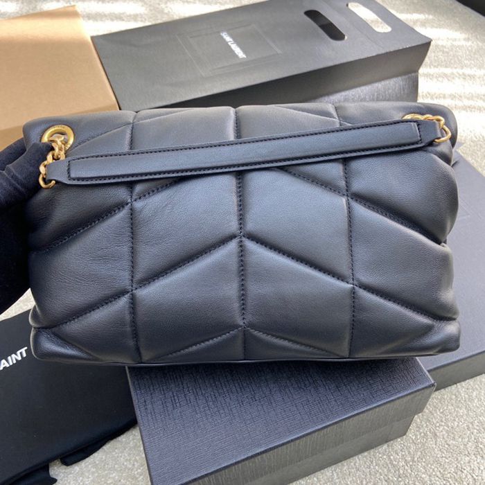SAINT LAURENT 577476 ラムレザー、カーフレザー ブラック、ゴールド、シルバー 斜め掛けバッグ チェーン、クラシック 29x17x11cm サイズ:29x17x11cm