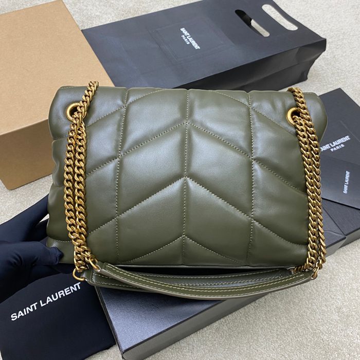 SAINT LAURENT 577476 ラムレザー、カーフレザー グリーン、ゴールド、シルバー 斜め掛けバッグ チェーン、クラシック 29x17x11cm サイズ:29x17x11cm