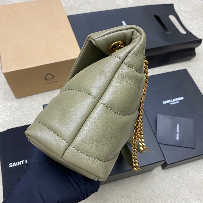SAINT LAURENT 577476 ラムレザー、カーフレザー グリーン、ゴールド 斜め掛けバッグ チェーン、クラシック 29x17x11cm サイズ:29x17x11cm
