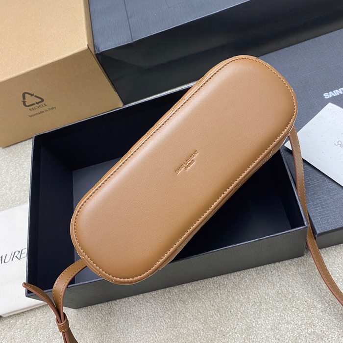 SAINT LAURENT 851572 ラムレザー ブラウン、ゴールド ハンドバッグ クラシック 15x8cm サイズ:22.5x15x8cm