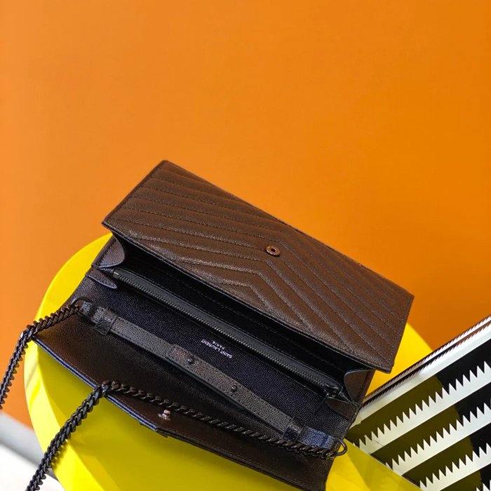 SAINT LAURENT 377828 カーフレザー ゴールド 斜め掛けバッグ、封筒バッグ 封筒、クラシック 14x5cm サイズ:22.5x14x4cm