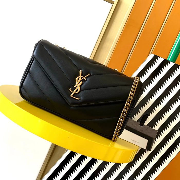 SAINT LAURENT 801437 ラムレザー 斜め掛けバッグ チェーン 24x14cm サイズ:24x14cm