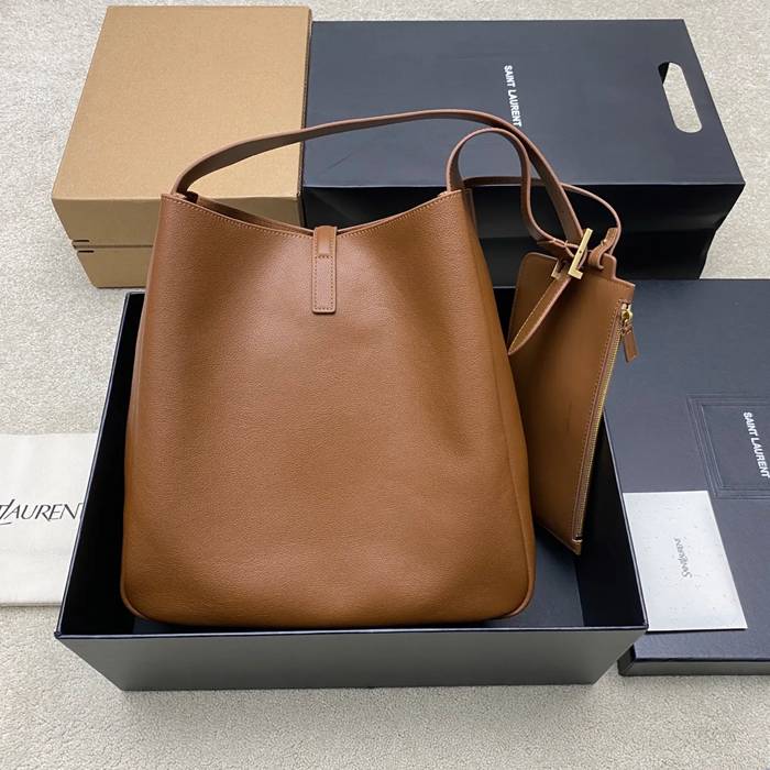 SAINT LAURENT 850545 カーフレザー ブラック、ブラウン、ゴールド ショルダーバッグ、脇下バッグ クラシック 31x30x13cm サイズ:31x30x13cm