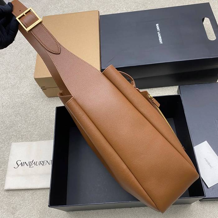 SAINT LAURENT 850545 カーフレザー ブラック、ブラウン、ゴールド ショルダーバッグ、脇下バッグ クラシック 31x30x13cm サイズ:31x30x13cm