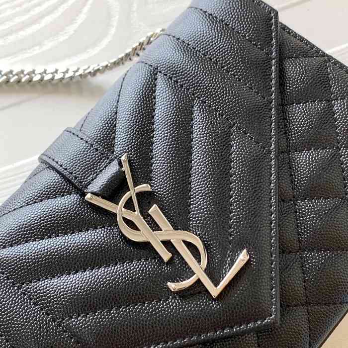 SAINT LAURENT 526286 カーフレザー 斜め掛けバッグ、封筒バッグ 封筒、ベッキー、クラシック 21x13cm サイズ:21x13cm