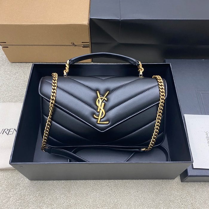 SAINT LAURENT 869461 ラムレザー ゴールド 斜め掛けバッグ チェーン 25x13cm サイズ:25x13cm