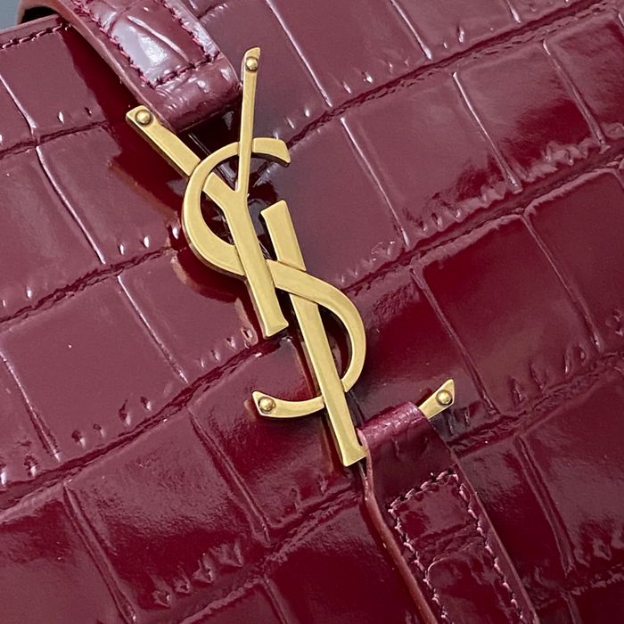 SAINT LAURENT 657228 ワニ革 レッド、ゴールド ショルダーバッグ、脇下バッグ クラシック 16x6cm サイズ:24.5x16x6cm