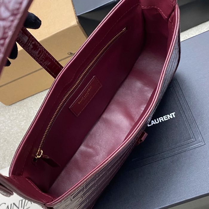 SAINT LAURENT 657228 ワニ革 レッド、ゴールド ショルダーバッグ、脇下バッグ クラシック 16x6cm サイズ:24.5x16x6cm
