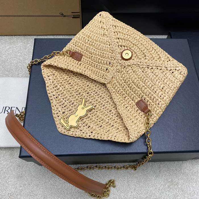 SAINT LAURENT 829271 編み レッド、ゴールド 斜め掛けバッグ、チェーンバッグ、封筒バッグ チェーン、封筒、カリプソ、ミニ 19x12cm サイズ:19x12cm