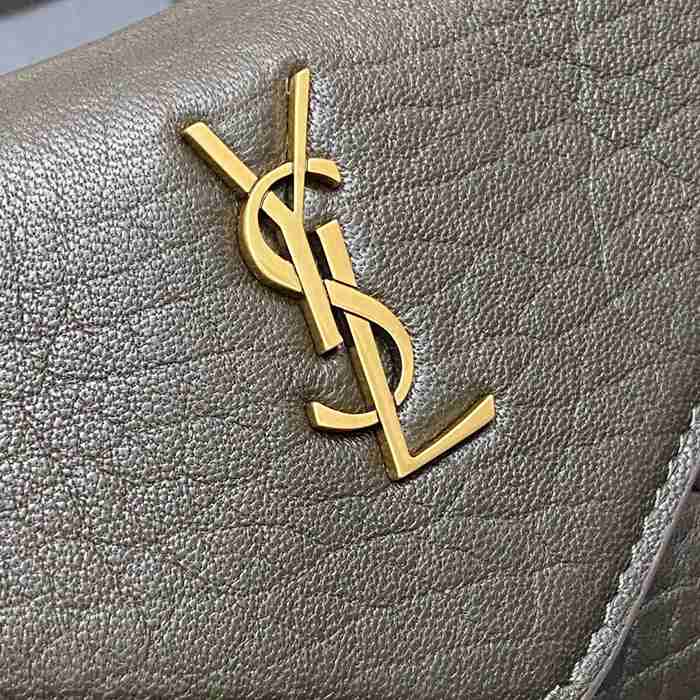 SAINT LAURENT 819271 ラムレザー、エレファント グリーン、ゴールド、エレファント 斜め掛けバッグ、チェーンバッグ、封筒バッグ チェーン、封筒、カリプソ、ミニ 19x12cm サイズ:19x12cm