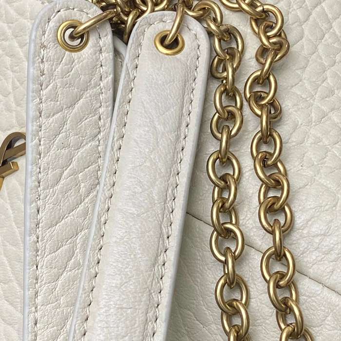 SAINT LAURENT 819271 ラムレザー、エレファント ホワイト、ゴールド、クリーム 斜め掛けバッグ、チェーンバッグ、封筒バッグ チェーン、封筒、カリプソ、ミニ 19x12cm サイズ:19x12cm
