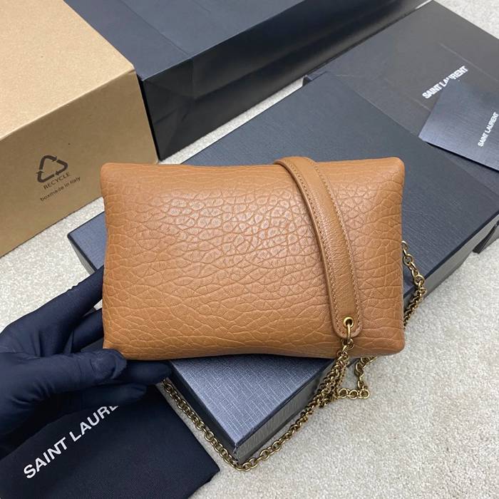 SAINT LAURENT 819271 ラムレザー、エレファント ゴールド、イエロー、キャラメル 斜め掛けバッグ、チェーンバッグ、封筒バッグ チェーン、封筒、カリプソ、ミニ 19x12cm サイズ:19x12cm
