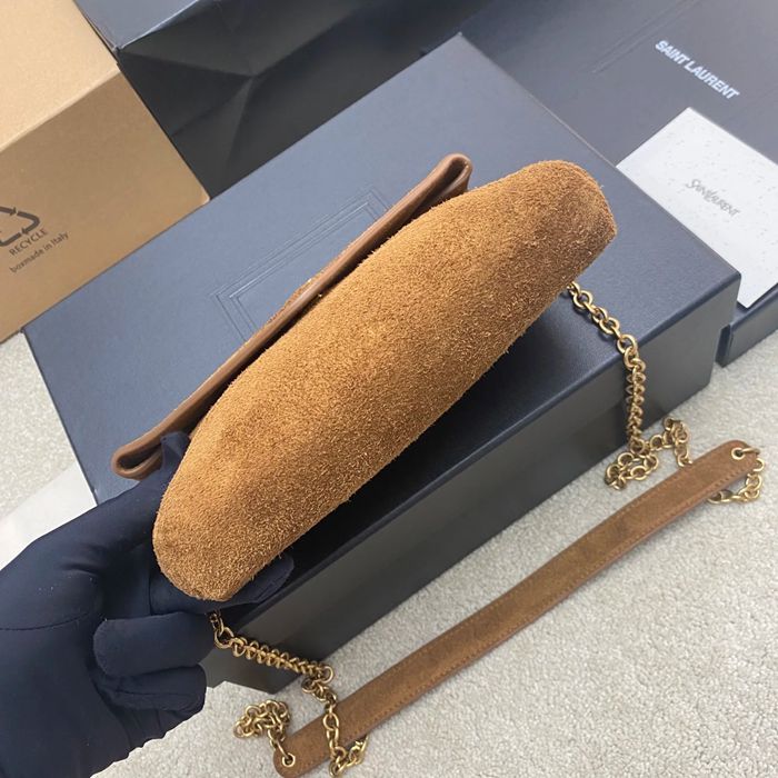 SAINT LAURENT 819271 ラムレザー、エレファント ゴールド、キャラメル、マット 斜め掛けバッグ、チェーンバッグ、封筒バッグ チェーン、封筒、カリプソ、ミニ 19x12cm サイズ:19x12cm
