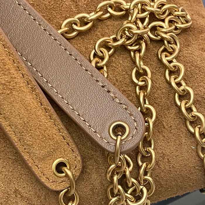 SAINT LAURENT 819271 ラムレザー、エレファント ゴールド、キャラメル、マット 斜め掛けバッグ、チェーンバッグ、封筒バッグ チェーン、封筒、カリプソ、ミニ 19x12cm サイズ:19x12cm
