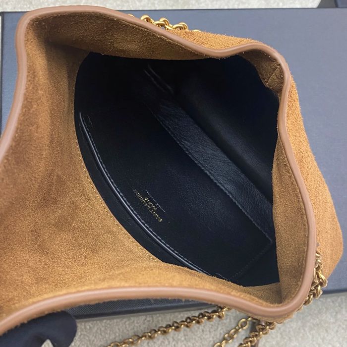 SAINT LAURENT 819271 ラムレザー、エレファント ゴールド、キャラメル、マット 斜め掛けバッグ、チェーンバッグ、封筒バッグ チェーン、封筒、カリプソ、ミニ 19x12cm サイズ:19x12cm