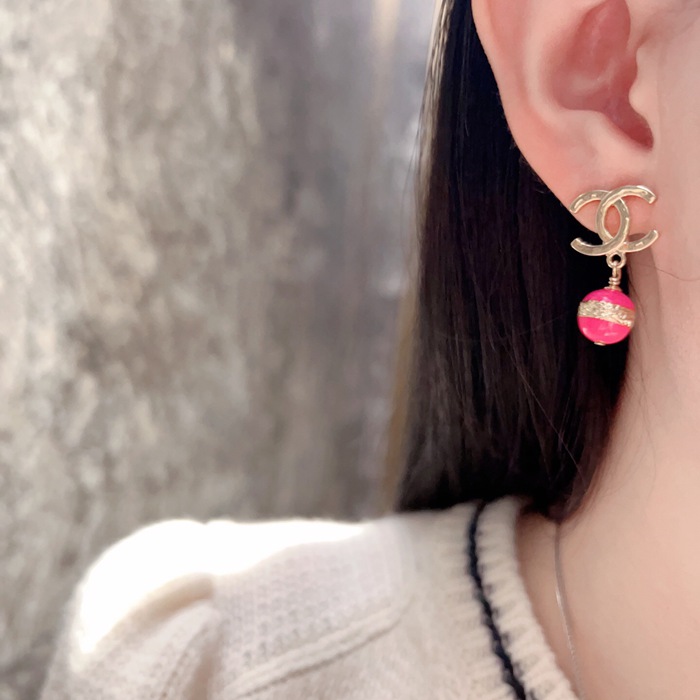 シャネル スタイル ピアス ピンク