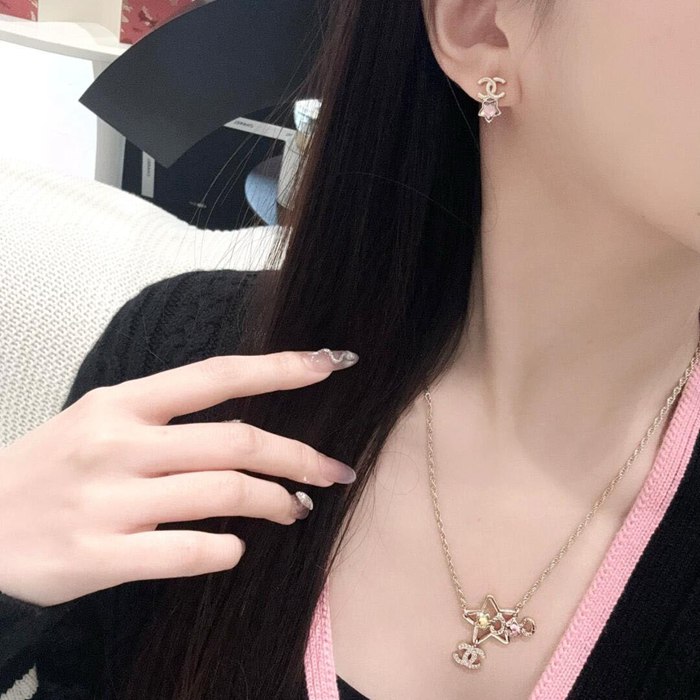 シャネル スタイル ピアス スター ピンク