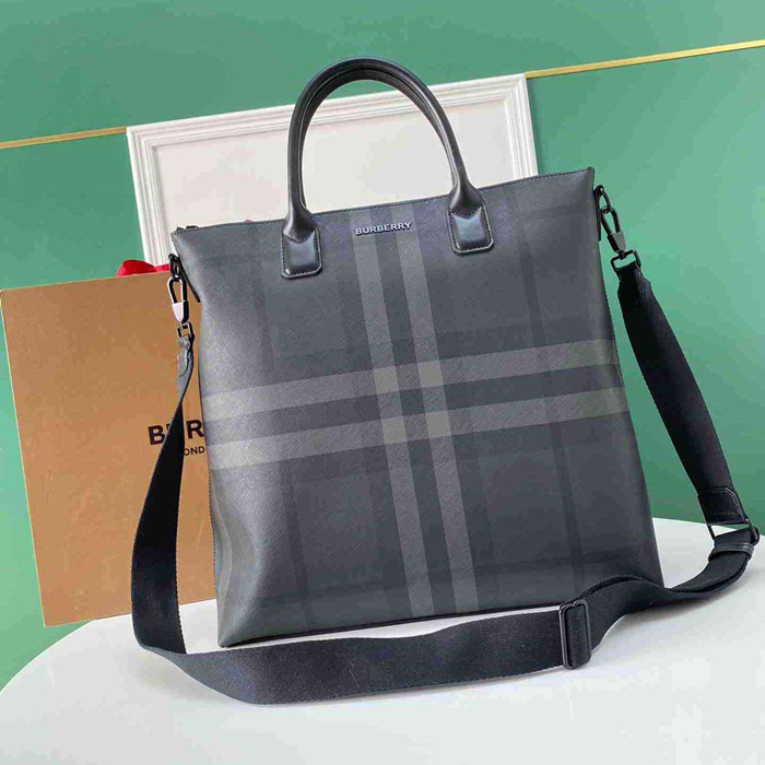 BURBERRY トートバッグ チャコールチェック メンズ 39×38×12cm BURBERRY トートバッグ チャコールチェック メンズ 39×38×12cm