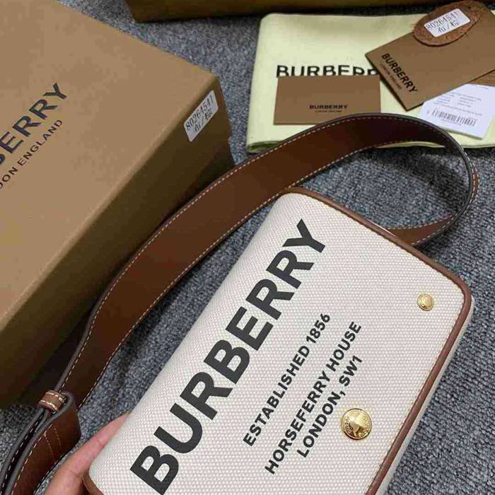 BURBERRY ショルダーバッグ コットンキャンバス メンズ 18×12×8cm