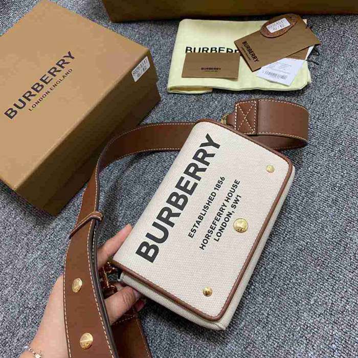 BURBERRY ショルダーバッグ コットンキャンバス メンズ 18×12×8cm