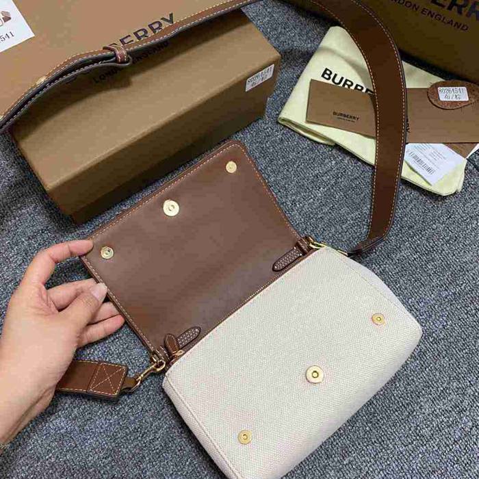 BURBERRY ショルダーバッグ コットンキャンバス メンズ 18×12×8cm