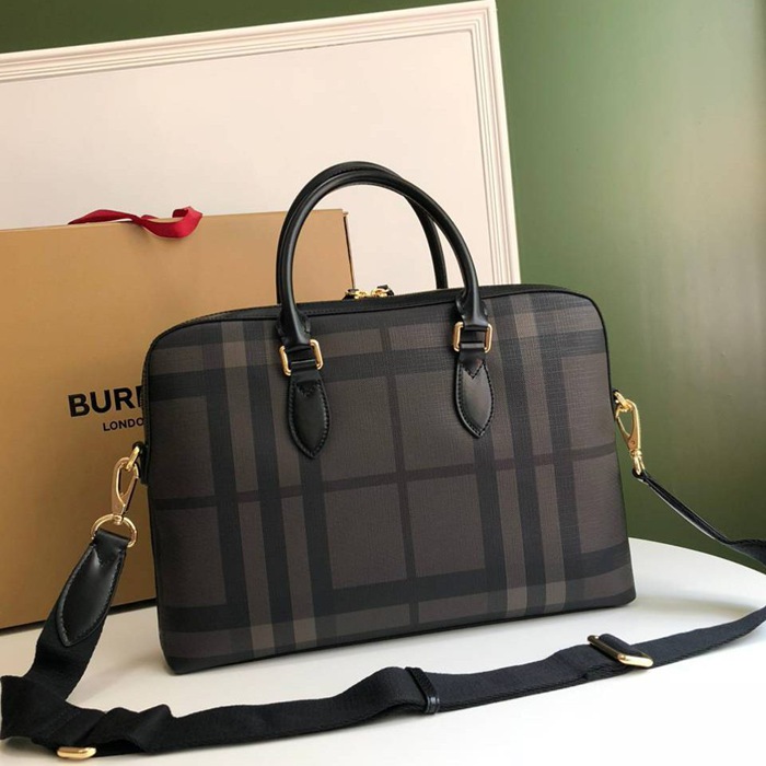 BURBERRY ブリーフケース スモーキーチェック メンズ 37×27×5.5cm