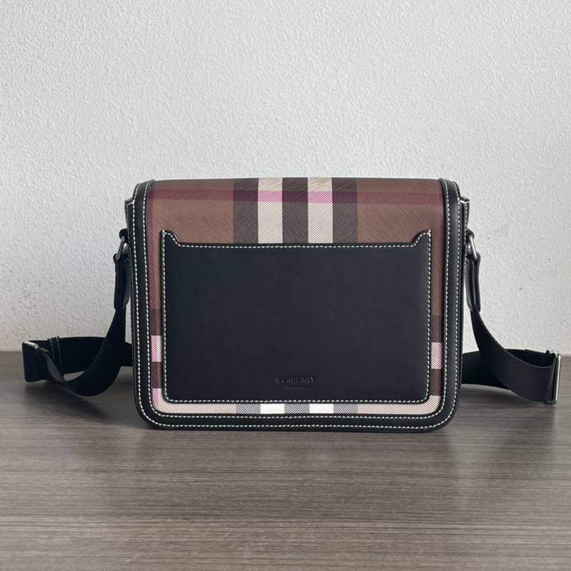BURBERRY メッセンジャーバッグ チェック レザー メンズ 25.5×21.5×6.5cm