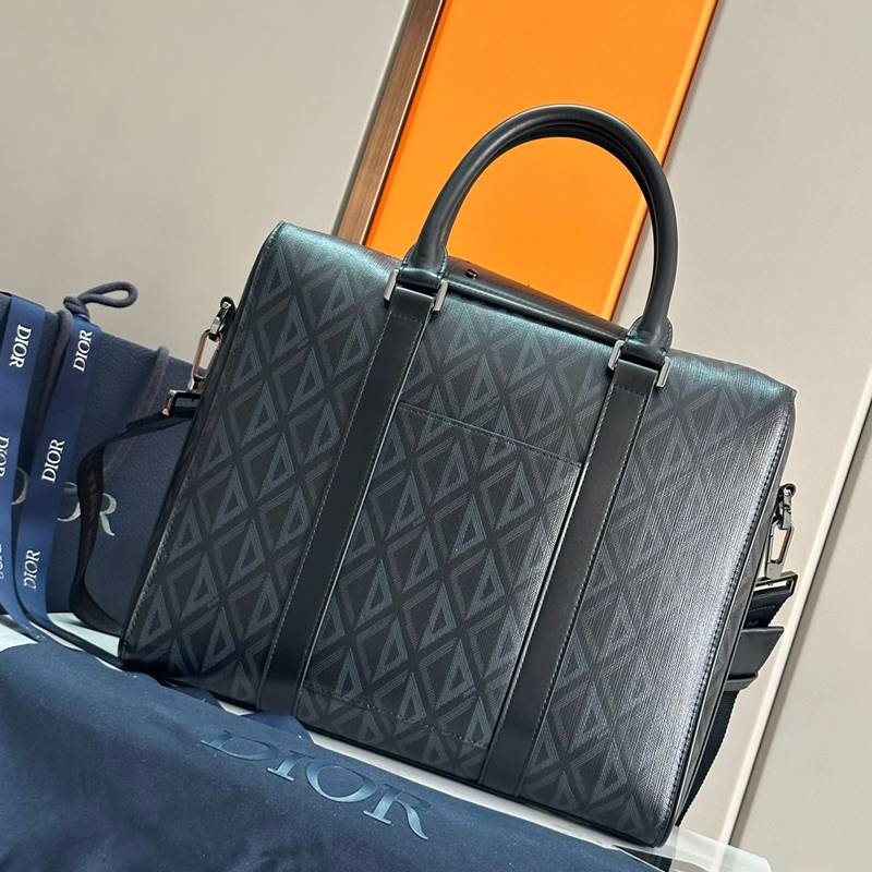 DIOR ブリーフケース リンゴット CDダイヤモンド キャンバス メンズ 35×27×6cm