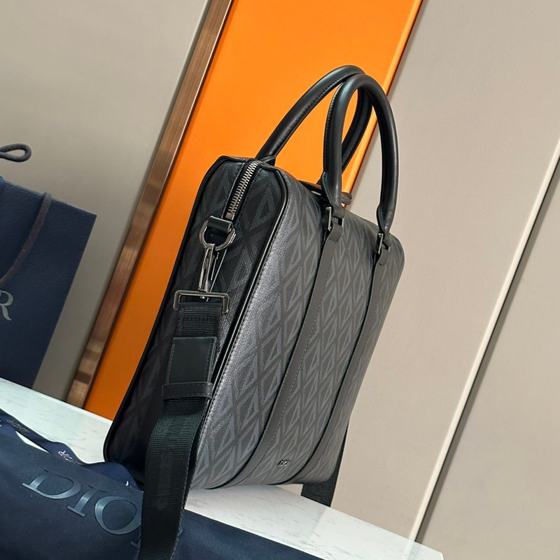DIOR ブリーフケース リンゴット CDダイヤモンド キャンバス メンズ 35×27×6cm