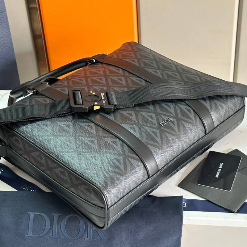 DIOR ブリーフケース リンゴット CDダイヤモンド キャンバス メンズ 35×27×6cm