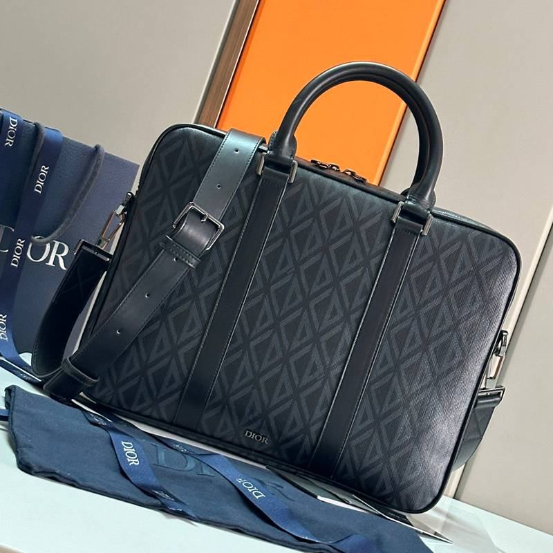 DIOR ブリーフケース CDダイヤモンド キャンバス メンズ 37×28×6cm