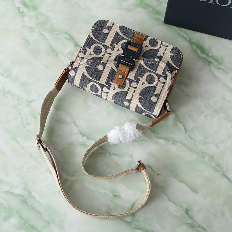 DIOR サドル メッセンジャーバッグ ラフィア オブリーク メンズ 24×16.5×5.5cm