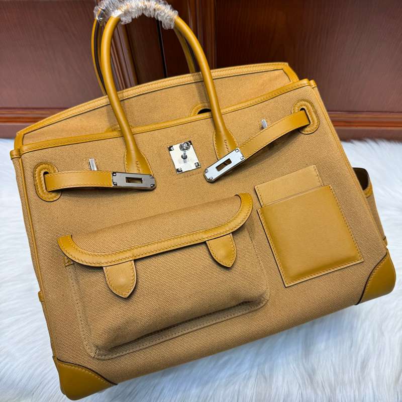 HERMES バーキン 35 カーゴ キャンバス×スウィフト レディース 35×25×18cm