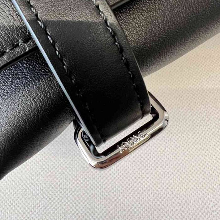 LOEWE ミリタリー メッセンジャーバッグ レザー×ジャカード メンズ 24.5×18×10.5cm