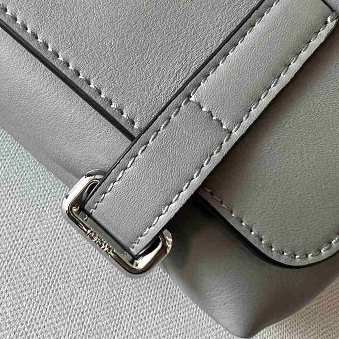 LOEWE ミリタリー メッセンジャーバッグ レザー×ジャカード メンズ 24.5×18×10.5cm