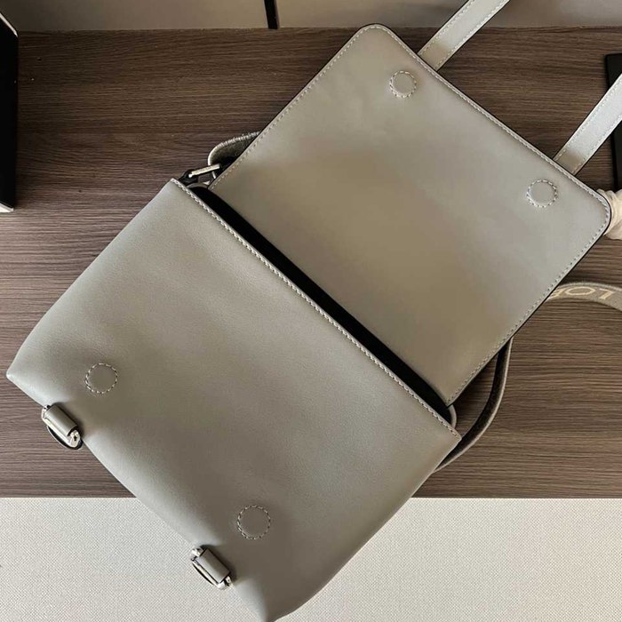LOEWE ミリタリー メッセンジャーバッグ レザー×ジャカード メンズ 24.5×18×10.5cm