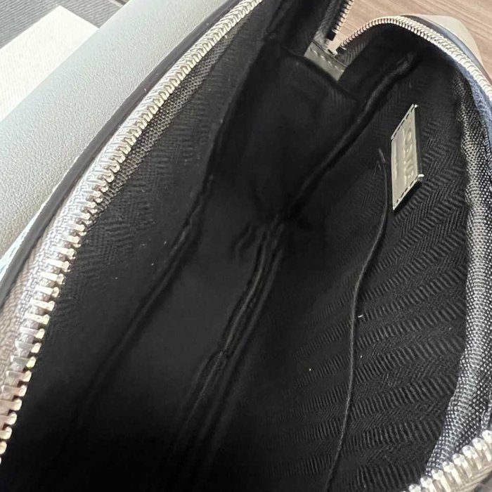 LOEWE ミリタリー メッセンジャーバッグ レザー×ジャカード メンズ 24.5×18×10.5cm