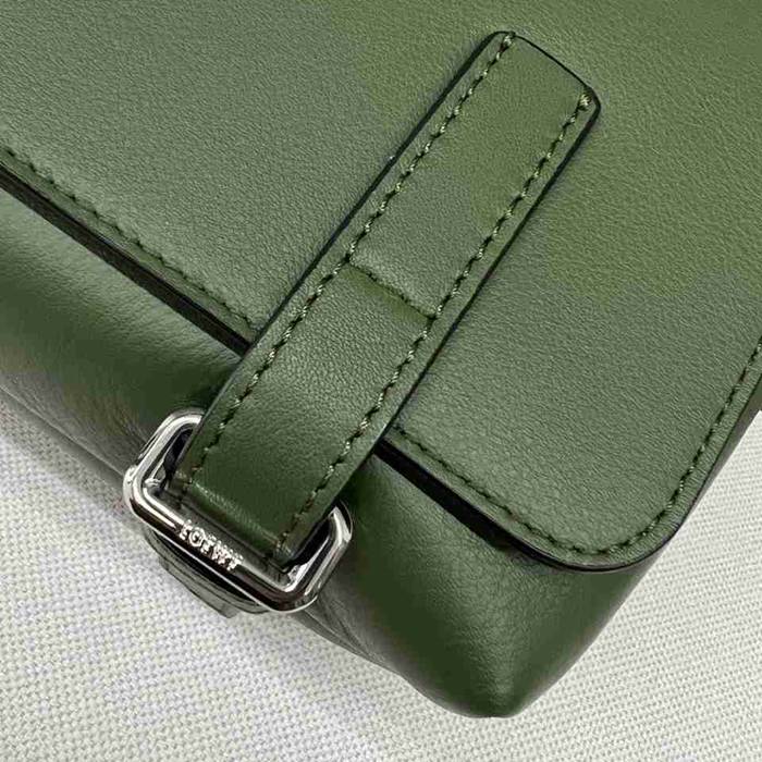 LOEWE ミリタリー メッセンジャーバッグ レザー×ジャカード メンズ 24.5×18×10.5cm