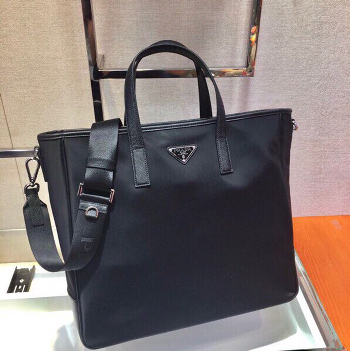 PRADA ショッピングバッグ リサイクルナイロン サフィアーノ メンズ 36×34×10cm