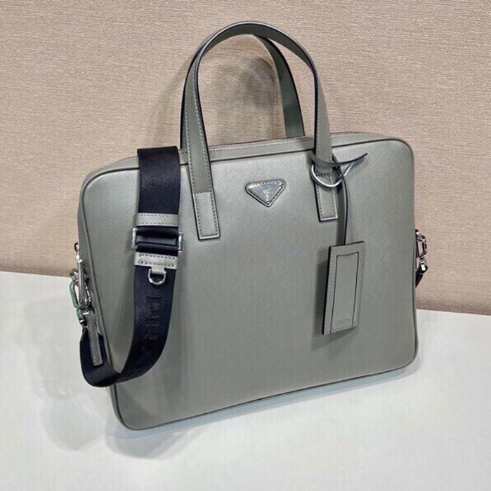 PRADA ブリーフケース サフィアーノレザー メンズ 36×28×4cm