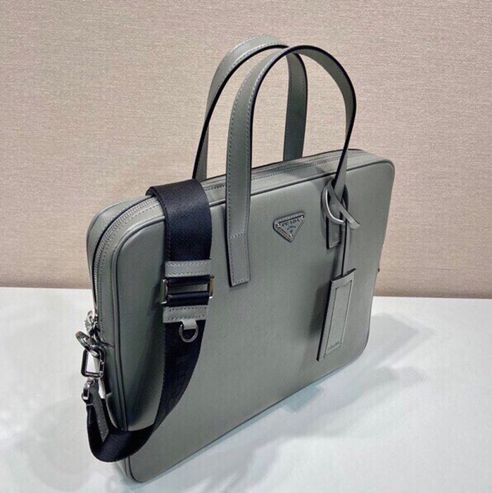 PRADA ブリーフケース サフィアーノレザー メンズ 36×28×4cm