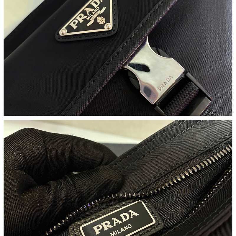 PRADA メッセンジャーバッグ サフィアーノ×リサイクルナイロン メンズ 22×16×5cm