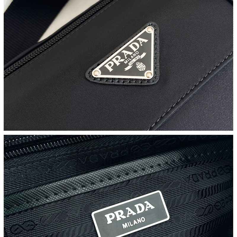 PRADA メッセンジャーバッグ リサイクルナイロン レザーベルト付き メンズ 27×20.5×17cm